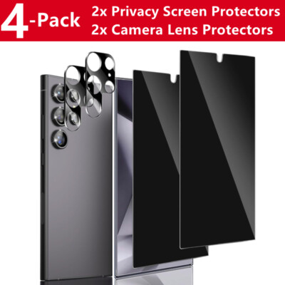 Tempered Glass Privacy Screen Protector for Samsung Galaxy S24 Ultra Lens Protec