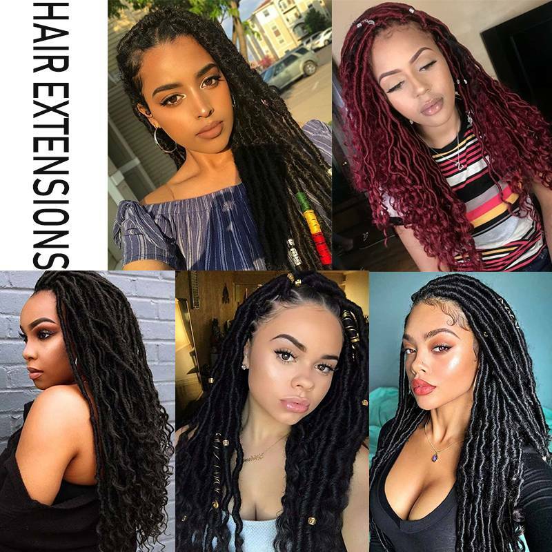 US Goddess Faux Locs Twist Braid Hair Extensions Curly Ends Dreadlocks