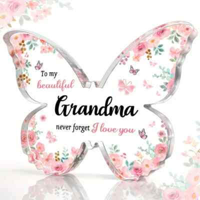 Grandma I Love You Butterfly Acrylic Plaque Best Gran Granny Birthday Present