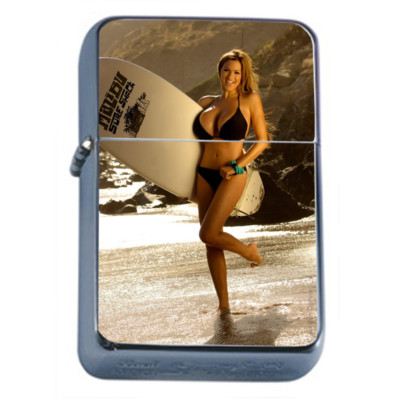Surfer Pin Up Girls D10 Flip Top Oil Lighter Wind Resistant 
