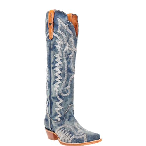Pre-owned Dan Post Ladies Denim Darlin' Blue Leather Boots Dp5108