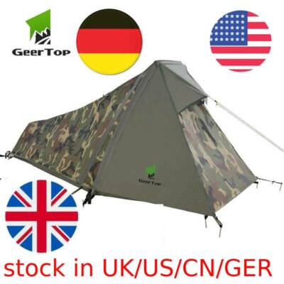 GeerTop One Person Bivy Tent 3-4 Season Camping Tents Ultralight Waterproof Army