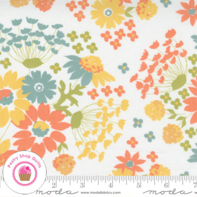 Moda COZY UP 29120 11 White Orange Floral COREY YODER Quilt Fabric
