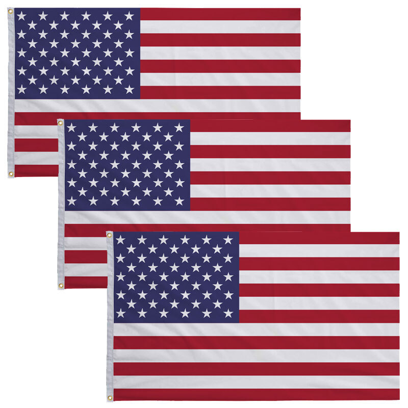3-Pack 3' x 5' American Flags ~ USA United States Of America ~ US Stars