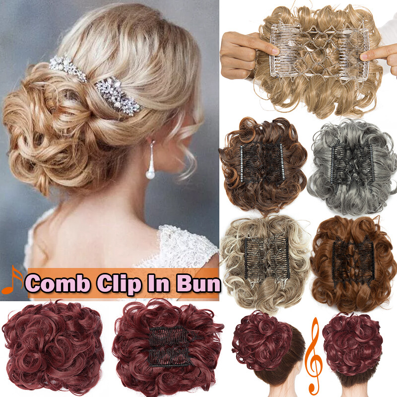 Elastic Scrunchy Wedding Hair Bun Peices Comb Clip Hair Extensions