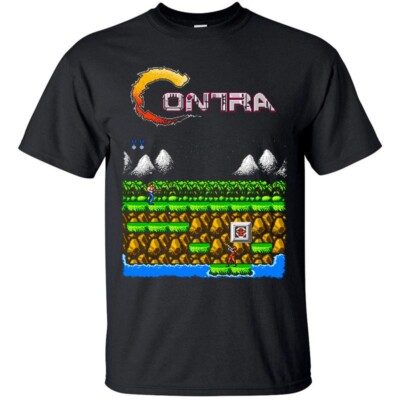 Contra NES screen stage 1 Jungle T Shirt BLACK all sizes S-5XL 100% cotton