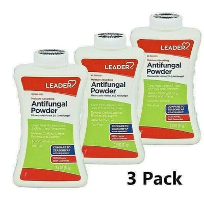 Leader 2% Miconazole Nitrate Moisture Absorbing Foot AntifunGAPowder-3Pack 10/25