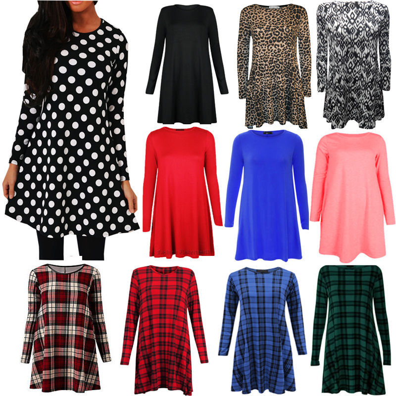 Details About Papaval Ksd Kids Girls Tartan Printed Long Sleeve Swing Skater Dress