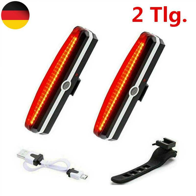 USB Wiederaufladbare LED Fahrradbeleuchtung Frontlicht Rücklicht Strahler Rot DE