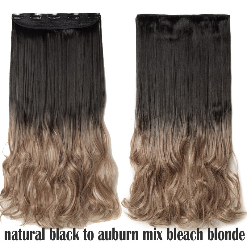 One Piece Hair Clip-in Hair Extensions Curly Straight Fake 5 clips Hair Long US