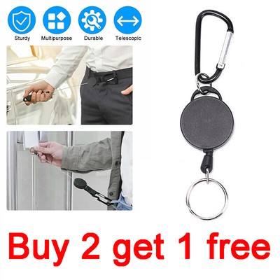 Retractable Key Tool Reel Holder Steel Clip Chain Anti-Lost Split Multitool