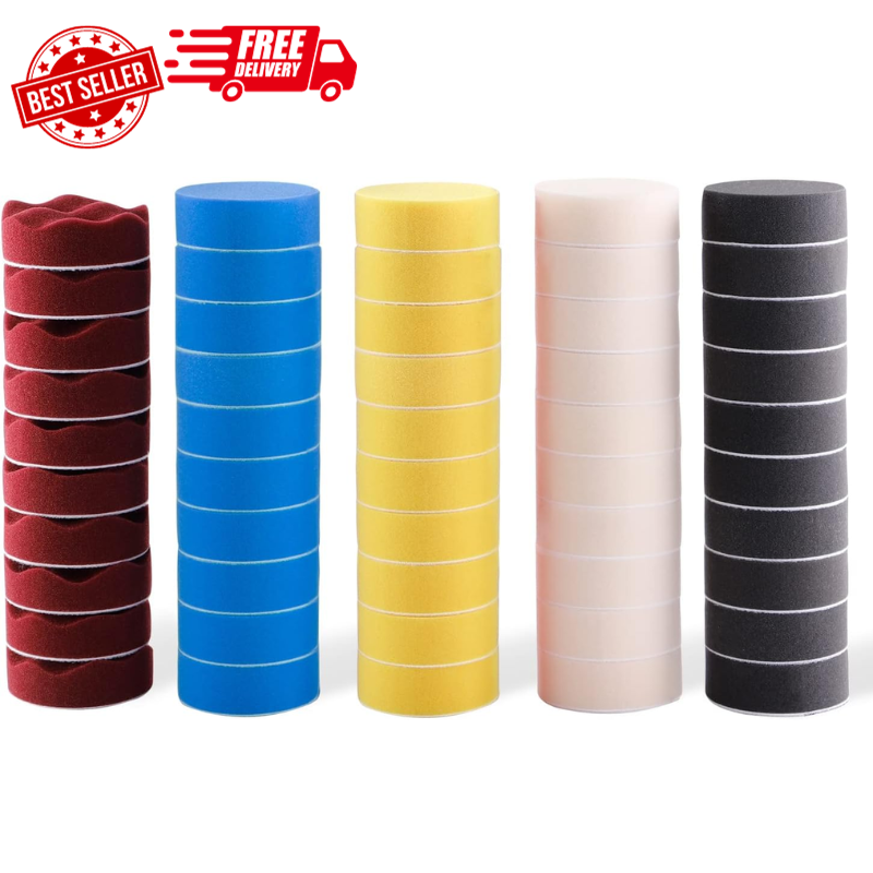 Polishing Pad, ZFE 50pcs 3 inch/80 mm Sponge Buffing Pads, Foam Polishing...