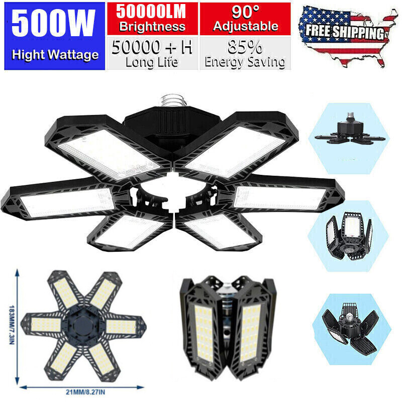 LED Garage Light Deformable Super Bright 600W Work Shop Ceiling Lights Bulb Lamp