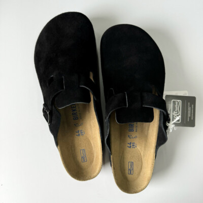 Birkenstock Boston Suede Leather Men Clog Shoes Black Regular/Wide Width