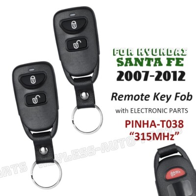 2x PINHA-T038 315MHz for Hyundai Santa Fe 2007-2012 Car Remote Control Key Fob