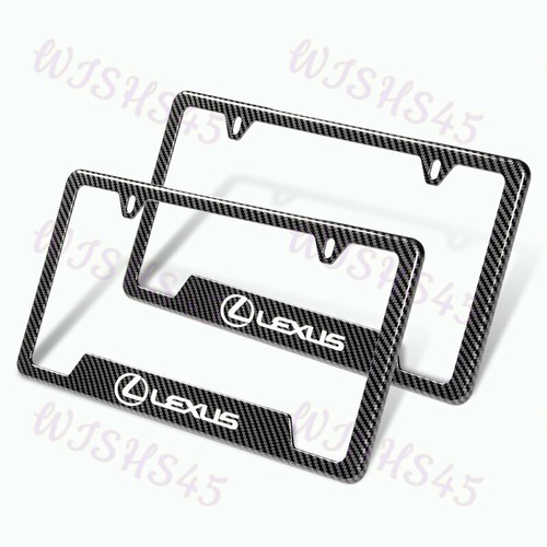2PCS For LEXUS Carbon Fiber Look License Plate Frame ABS Laser Style Logo NEW
