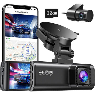REDTIGER Dash Cam Front Rear,4K/2.5K Full HD Dash Camera for Cars,Free 32GB Card