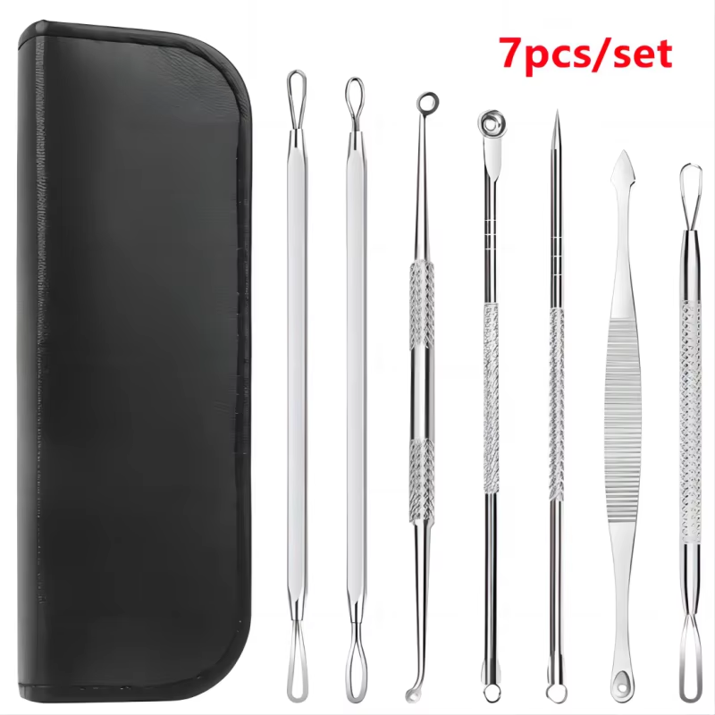 7pcs Blackhead Remover Kit Stainless Steel Needles Set Pimple Comedone Extractor
