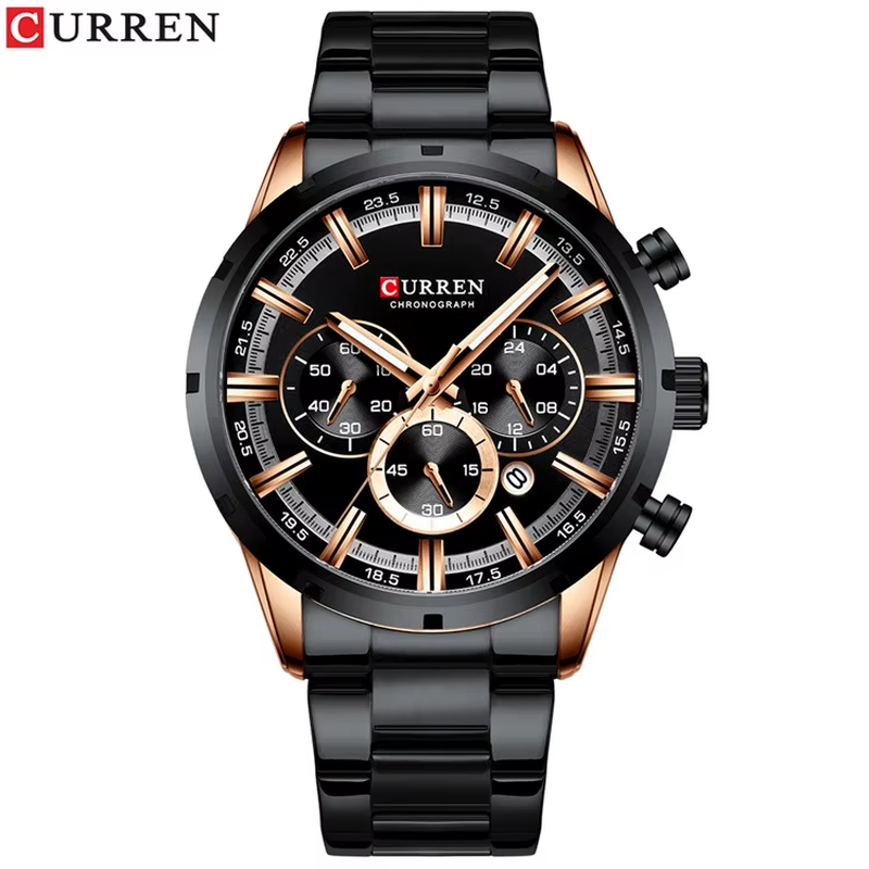 Men's Watch Blue Dial Stainless Steel Band Date Mens Business Male Watches Water
