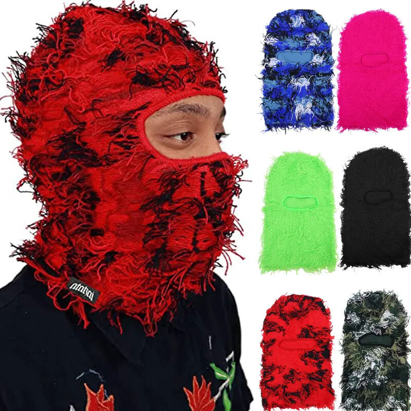 Hip-hop Balaclava Distressed Knitted Full Face Ski Mask