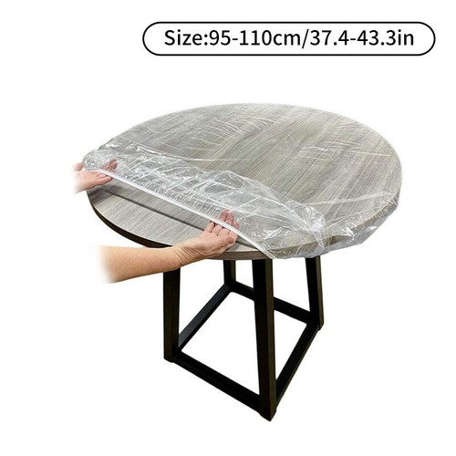 Fitted Round Tablecloth PVC Clear Waterproof Elastic Table Cover Cloth