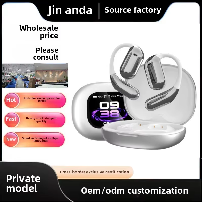 Cross-border hot-selling LCD hanging ear open earphones with full-color touch sc