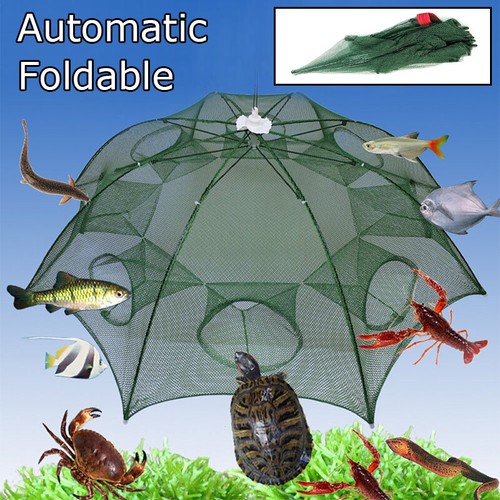 Portable Folded Collapsible Fishing Net Minnow Crab Lobster Baits Cast Mesh Trap