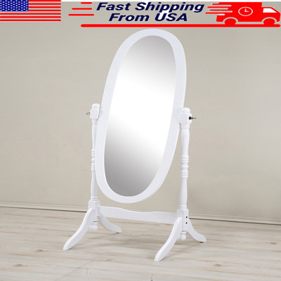Floor Full Body Mirror White Finish Traditional Decor Standing Glass Bedroom New
