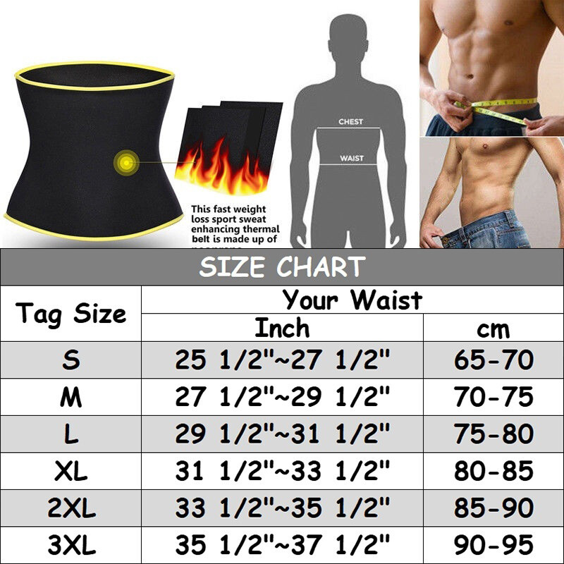 Men's Waist Corset Trainer Sauna Sweat Yoga Weight Loss Body Shaper Slimmer Belt