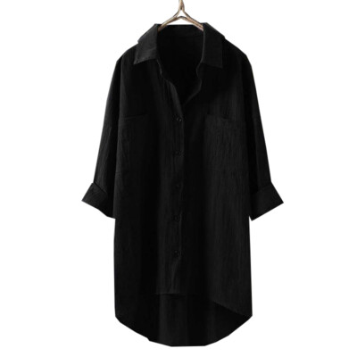 Plus Size Women's Linen Cotton Shirt Dress Casual Baggy Tunic Long Blouse Tops