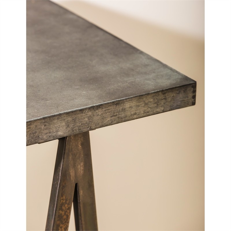 Galvanized Metal Hall Console Table Bottom Wire Storage Basket 47.25