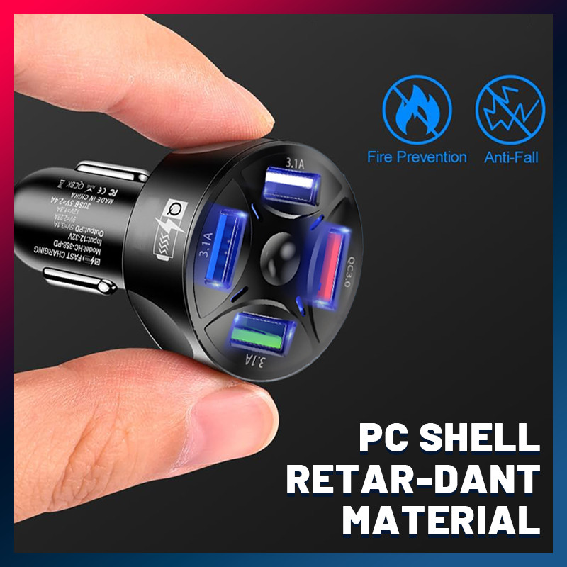 4 Port USB Car Charger Quick 3.0 Charge 40W Fast Adapter Cigarette Lighter Phone - Picture 7 of 10