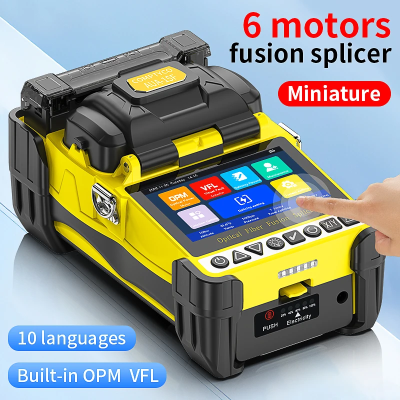 AUA-15F/L-70C Mini Fiber Optic Fusion Splicer Touch Screen 6 Motors SM/MM Optica