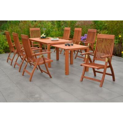 Merxx Gartenmöbel Comodoro Set 9tlg. 8 Klappsessel + 1 Flex Ausziehtisch