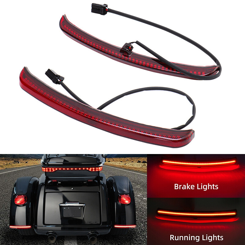 Red LED Fender Blades Brake Running Light For Harley Trike Tri Glide 2009-2023
