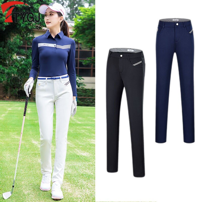 Ttygj Thicken Warm Golf Pants Winter Women Middle Waist Slim