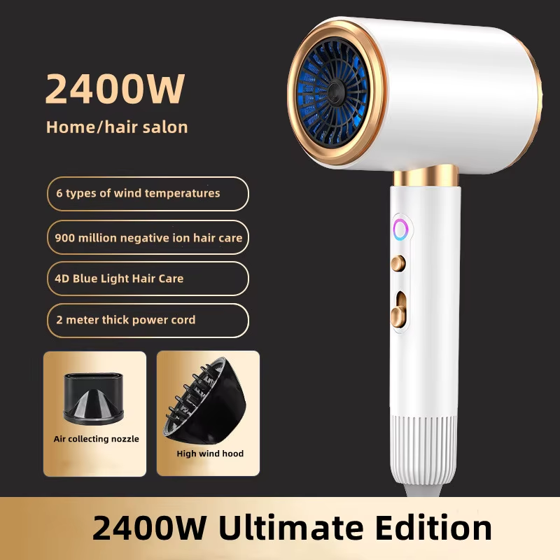 AU/US/UK/EU High-Speed Hair Dryer, 2400W High-Power Dedicated Blue Light Hammer