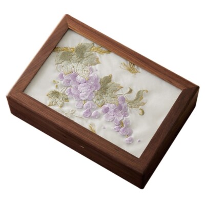 Sophisticated Walnut Jewelry Holder Embroidery Storage Box for Accessories