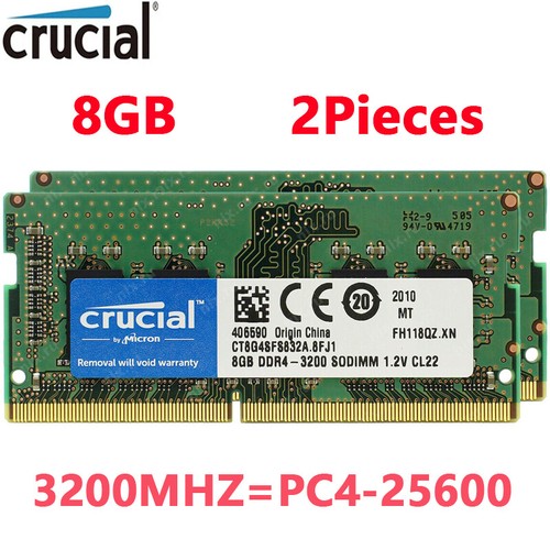 Crucial 16GB KIT 2 x 8GB DDR4 3200 MHz PC4-25600 SODIMM 1.2V