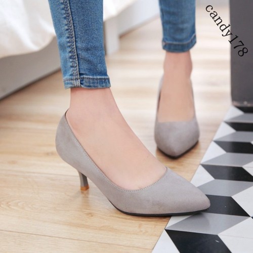 Stylish Womens OL Point Low Toe Brief Slip On Kitten Heel Plus Size 6 Cm Low Heels Women Pumps Point Toe Women Casual
