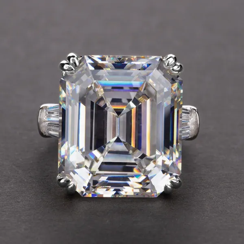 Luxury 100% 925 Sterling Silver Created Pink White Sapphire Square Cut Diamond Wedding Engagement Cocktail Women Moissanite Rings Fine Jewelry
