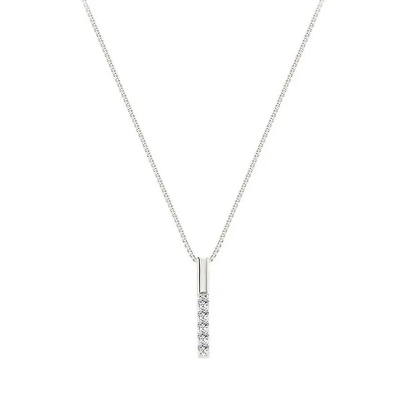 Exquisite Fashion 925 Sterling Silver Necklace Shiny Zircon Necklace Simple Geometry Long Pendant Clavicle Chain Natural Diamond Crystal Necklace Engagement Necklace Anniversary Gift Valentine'S Day Gift Women'S Necklace