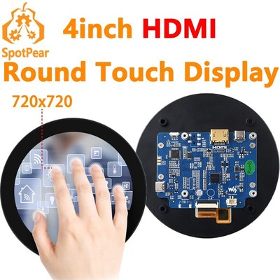 4inch Round LCD HDMI Capacitive Touchscreen Display 720x720 For Raspberry Pi