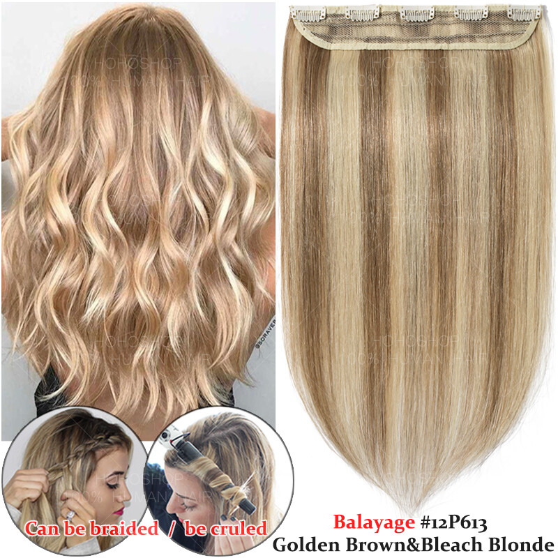 Balayage One Piece Thick Clip In Remy Human Hair Extensions Weft