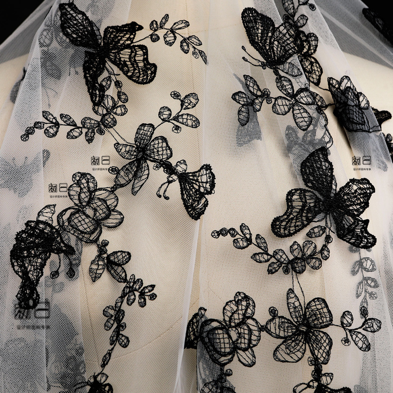 3D Schmetterling Bestickt Netz Spitze Stoff Tüll Tuch DIY Kleid Rock Material