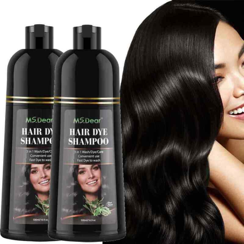 Black Hair Dye Shampoo Instant 3 in 1 +100% Grey Coverage - Herbal Ingredients