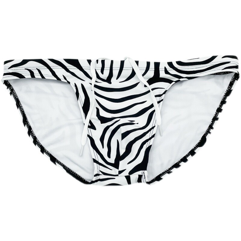 Men Stripes Swim Briefs Low Waist Drawstring Bikini Swimwear Beach Sports Sexy