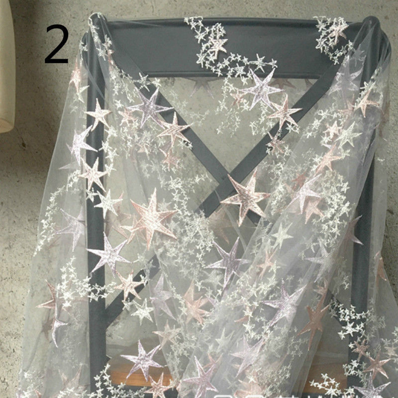 Tulle Mesh Embroidery Fabric Star Tutu Skirt Wedding Dress Costume Lace