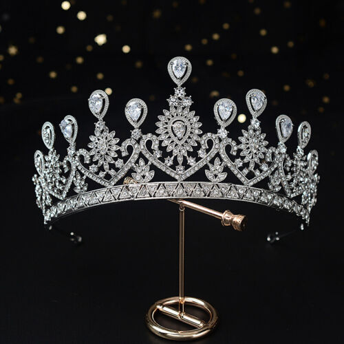 7cm Tall CZ Crystal Tiara Crown Wedding Bridal Queen Princess Prom 2 Colors