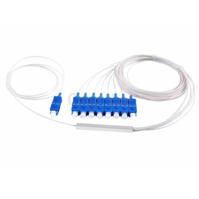 FTTH 0.9mm 1 X 8 Optical Splitter mini Steel Tube 1* 8 PLC Bare Fiber Splitter